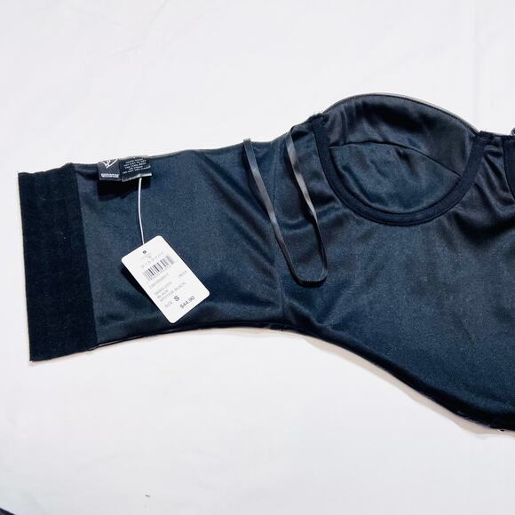 Windsor Halter Corset Top Small Black Leather Strapless Metal Studded All Over - Picture 5 of 9